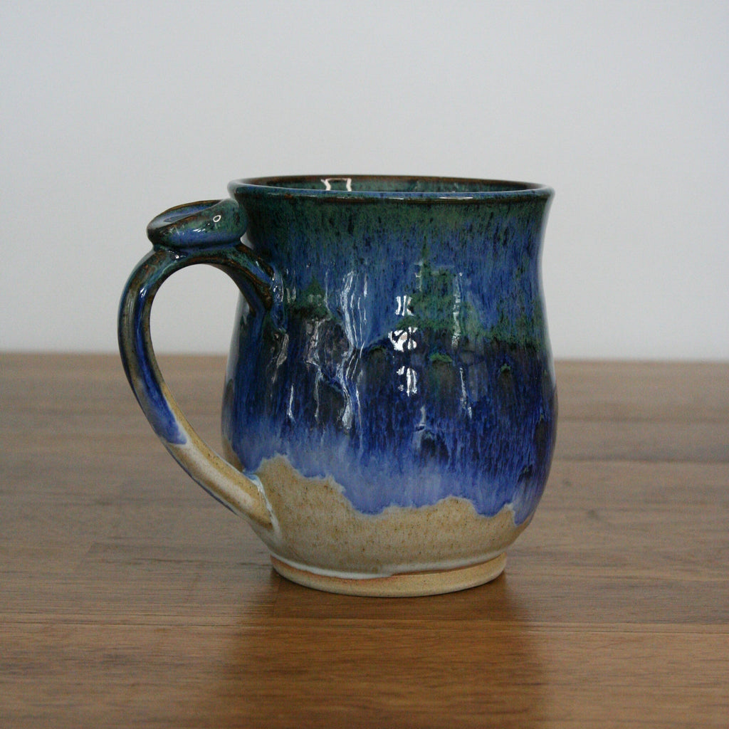 Handmade Cornflower glaze large mug, thrown stoneware pottery by Emma Kathryn Pottery