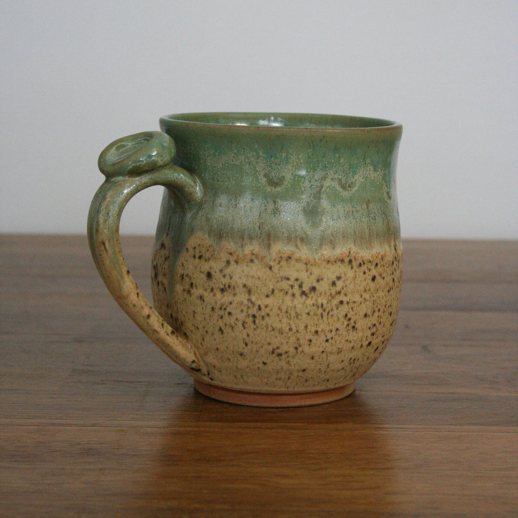 Handmade Woodland glaze large mug, thrown stoneware pottery by Emma Kathryn Pottery