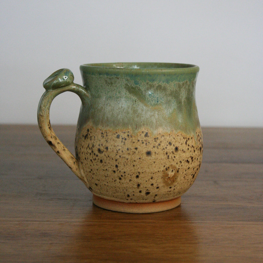Handmade Woodland glaze large mug, thrown stoneware pottery by Emma Kathryn Pottery