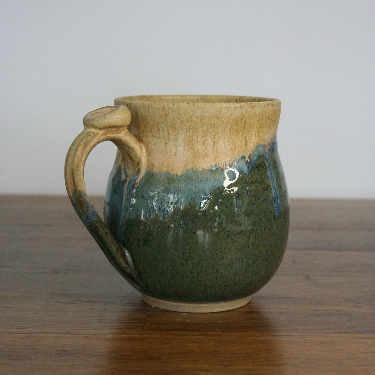 Handmade Rocky Hillside glaze large mug, thrown stoneware pottery by Emma Kathryn Pottery