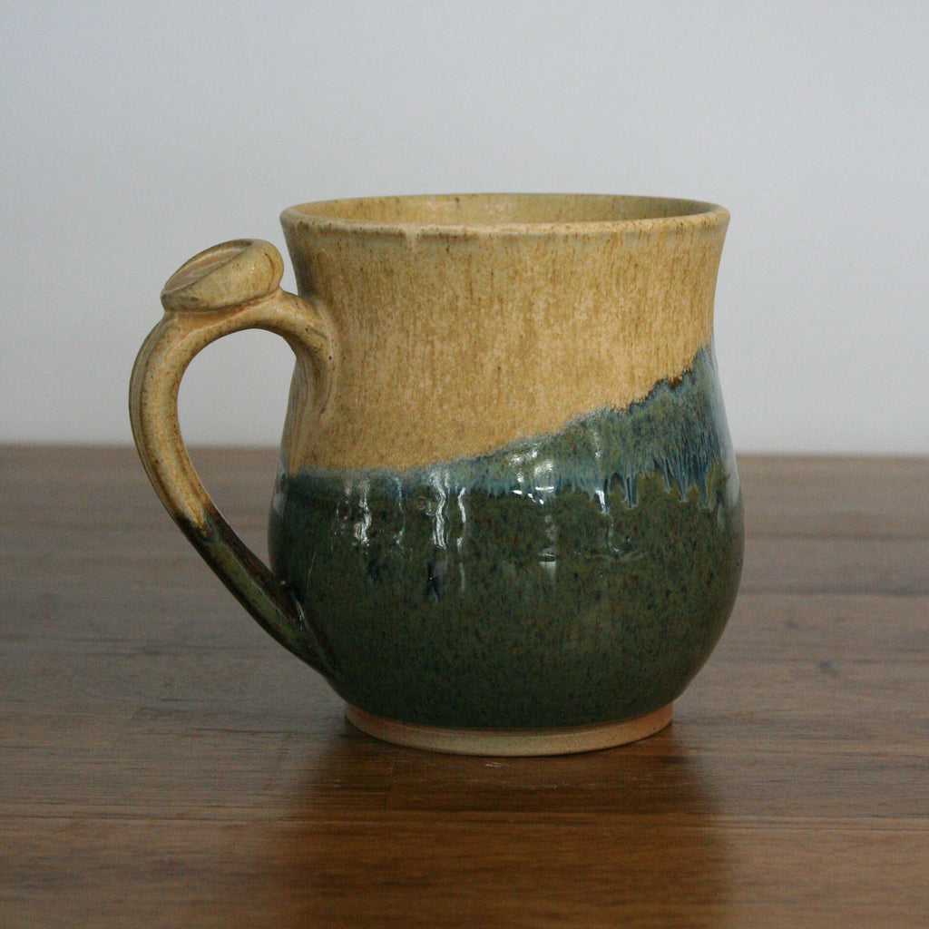 Handmade Rocky Hillside glaze large mug, thrown stoneware pottery by Emma Kathryn Pottery