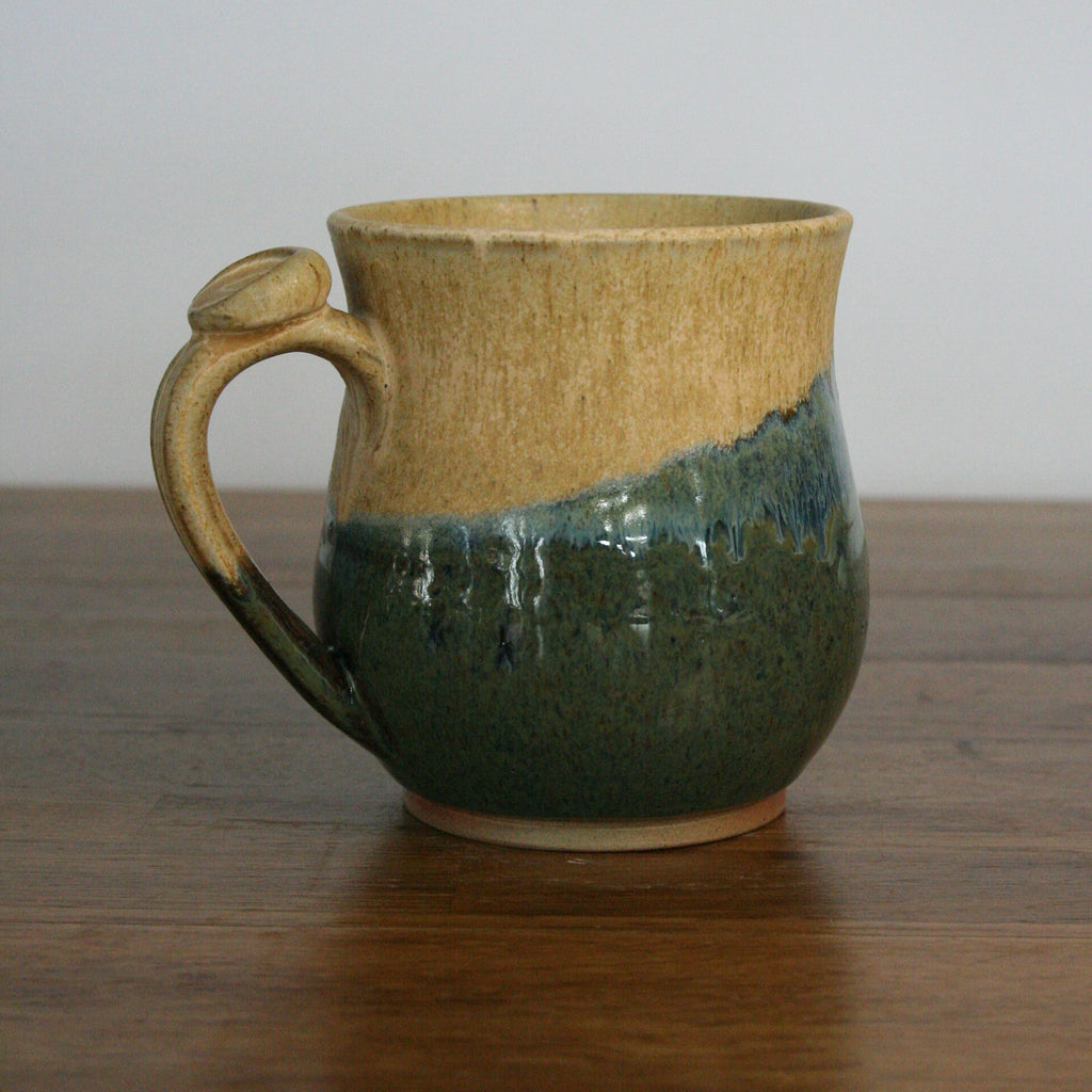 Handmade Rocky Hillside glaze large mug, thrown stoneware pottery by Emma Kathryn Pottery