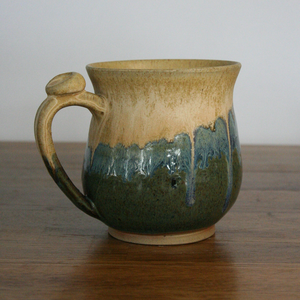 Handmade Rocky Hillside glaze large mug, thrown stoneware pottery by Emma Kathryn Pottery