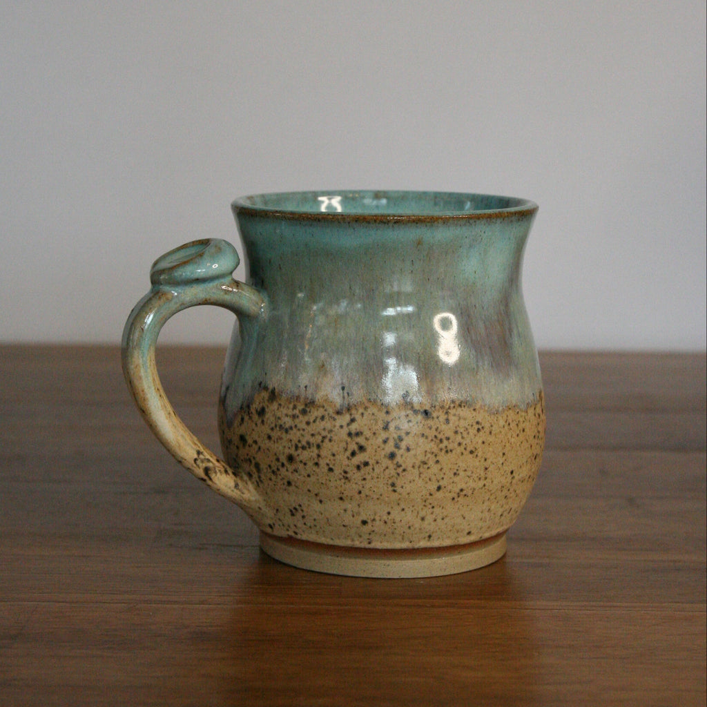 Handmade Sea Breeze glaze large mug, thrown stoneware pottery by Emma Kathryn Pottery