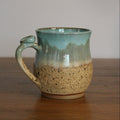 Handmade Sea Breeze glaze large mug, thrown stoneware pottery by Emma Kathryn Pottery