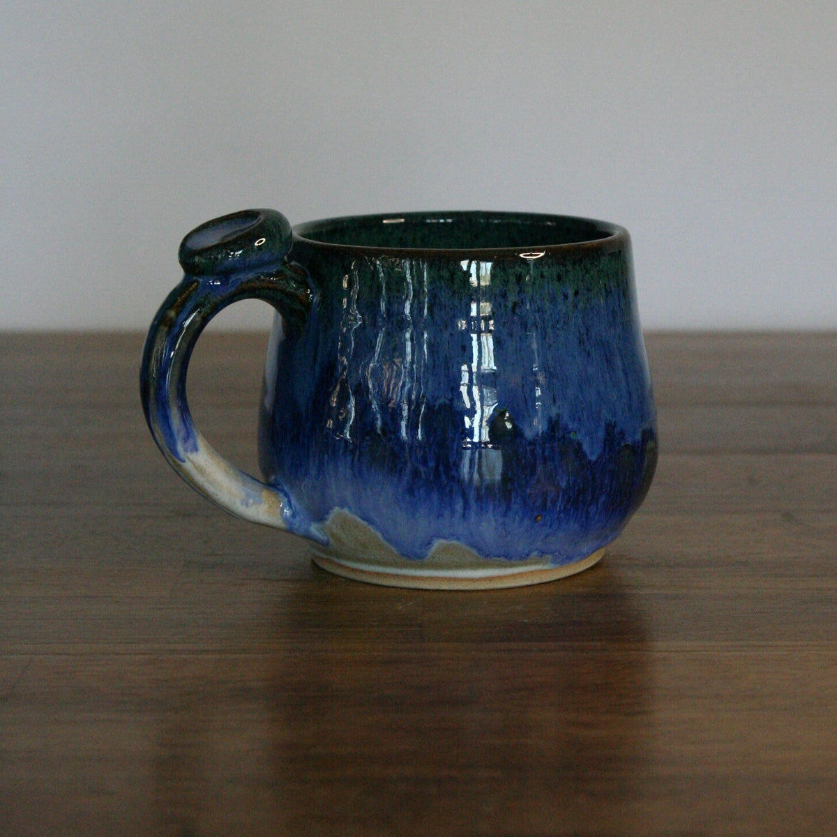 Handmade Cornflower glaze small mug, thrown stoneware pottery by Emma Kathryn Pottery
