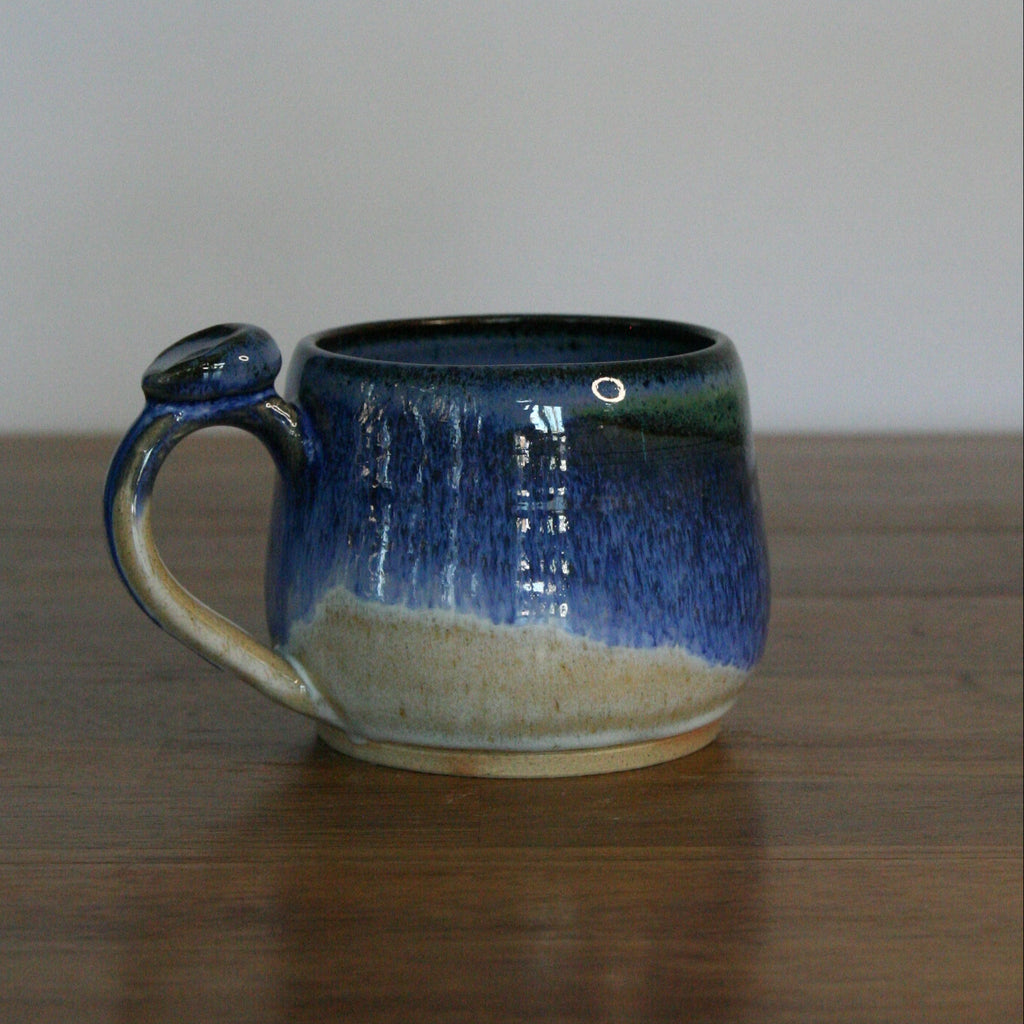 Handmade Cornflower glaze small mug, thrown stoneware pottery by Emma Kathryn Pottery