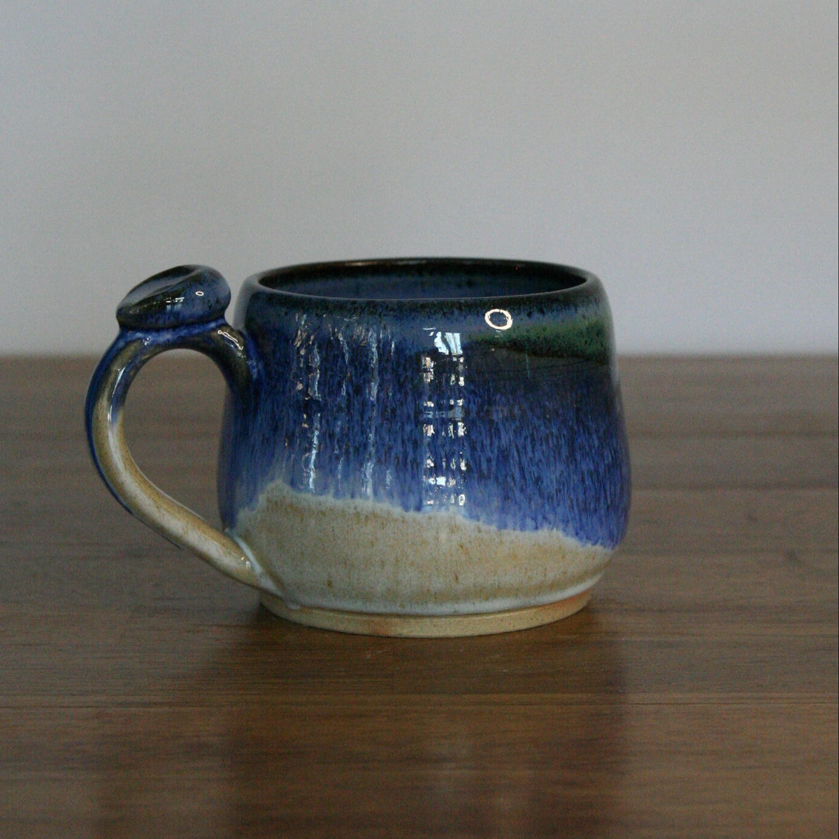 Handmade Cornflower glaze small mug, thrown stoneware pottery by Emma Kathryn Pottery