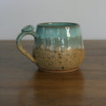 Handmade Sea Breeze glaze small mug, thrown stoneware pottery by Emma Kathryn Pottery