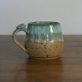 Handmade Sea Breeze glaze small mug, thrown stoneware pottery by Emma Kathryn Pottery