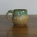 Handmade Woodland glaze small mug, thrown stoneware pottery by Emma Kathryn Pottery
