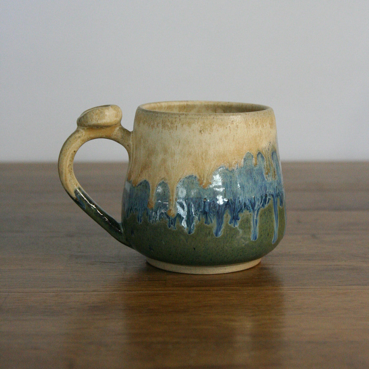 Handmade Rocky Hillside glaze small mug, thrown stoneware pottery by Emma Kathryn Pottery