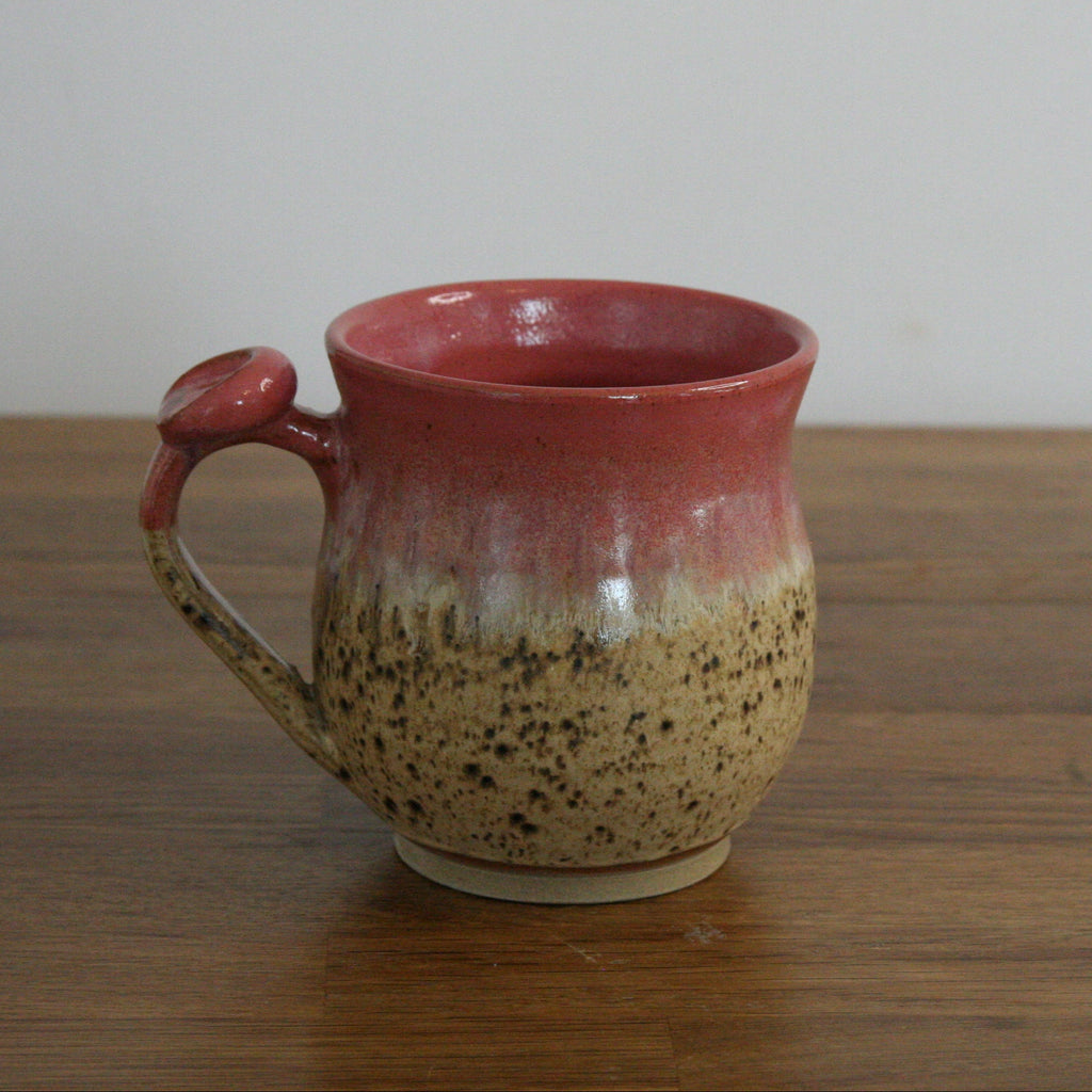 Handmade Pink Peony glaze large mug, thrown stoneware pottery by Emma Kathryn Pottery