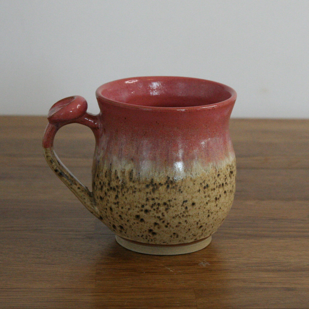 Handmade Pink Peony glaze large mug, thrown stoneware pottery by Emma Kathryn Pottery