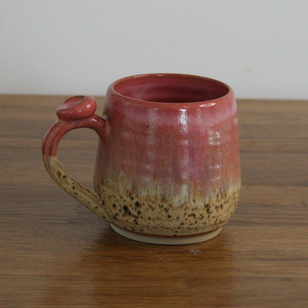 Handmade Pink Peony glaze small mug, thrown stoneware pottery by Emma Kathryn Pottery