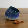 Handmade Cornflower glaze salt pig, thrown stoneware pottery by Emma Kathryn Pottery