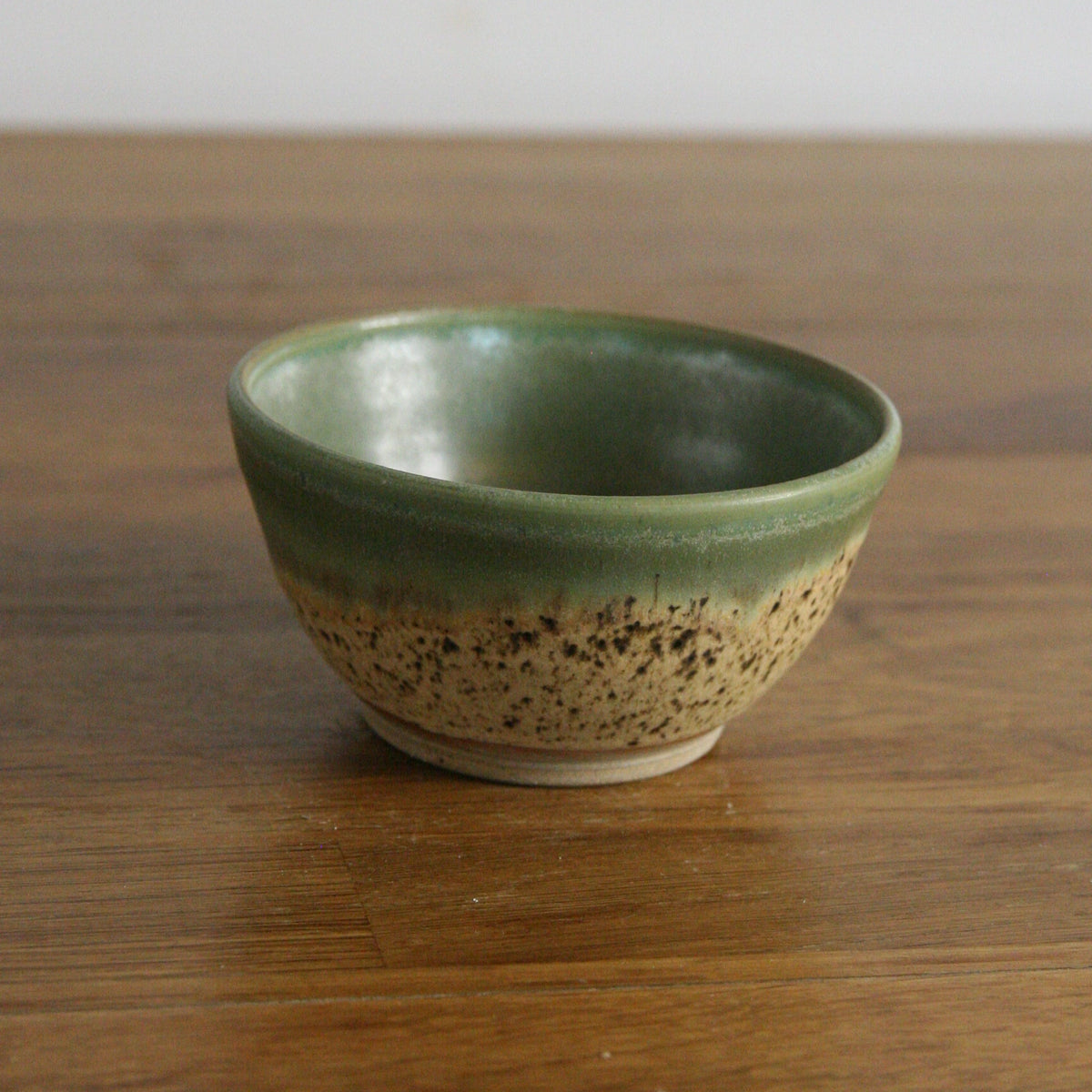 Handmade Woodland glaze dip bowl, thrown stoneware pottery by Emma Kathryn Pottery