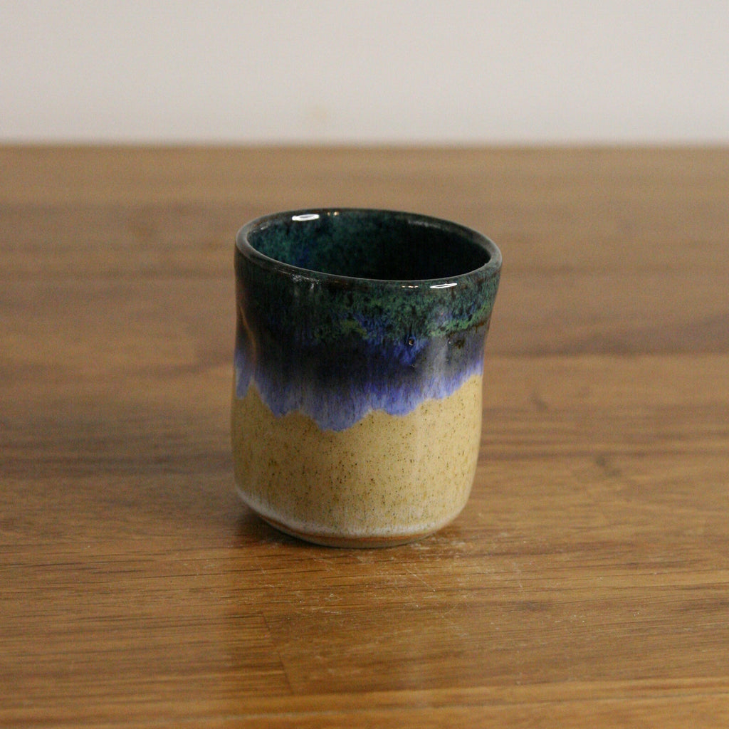 Handmade Cornflower glaze espresso cup, thrown stoneware pottery by Emma Kathryn Pottery
