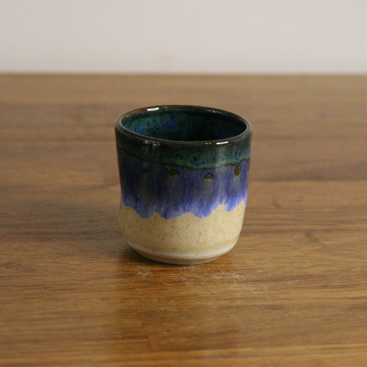Handmade Cornflower glaze espresso cup, thrown stoneware pottery by Emma Kathryn Pottery