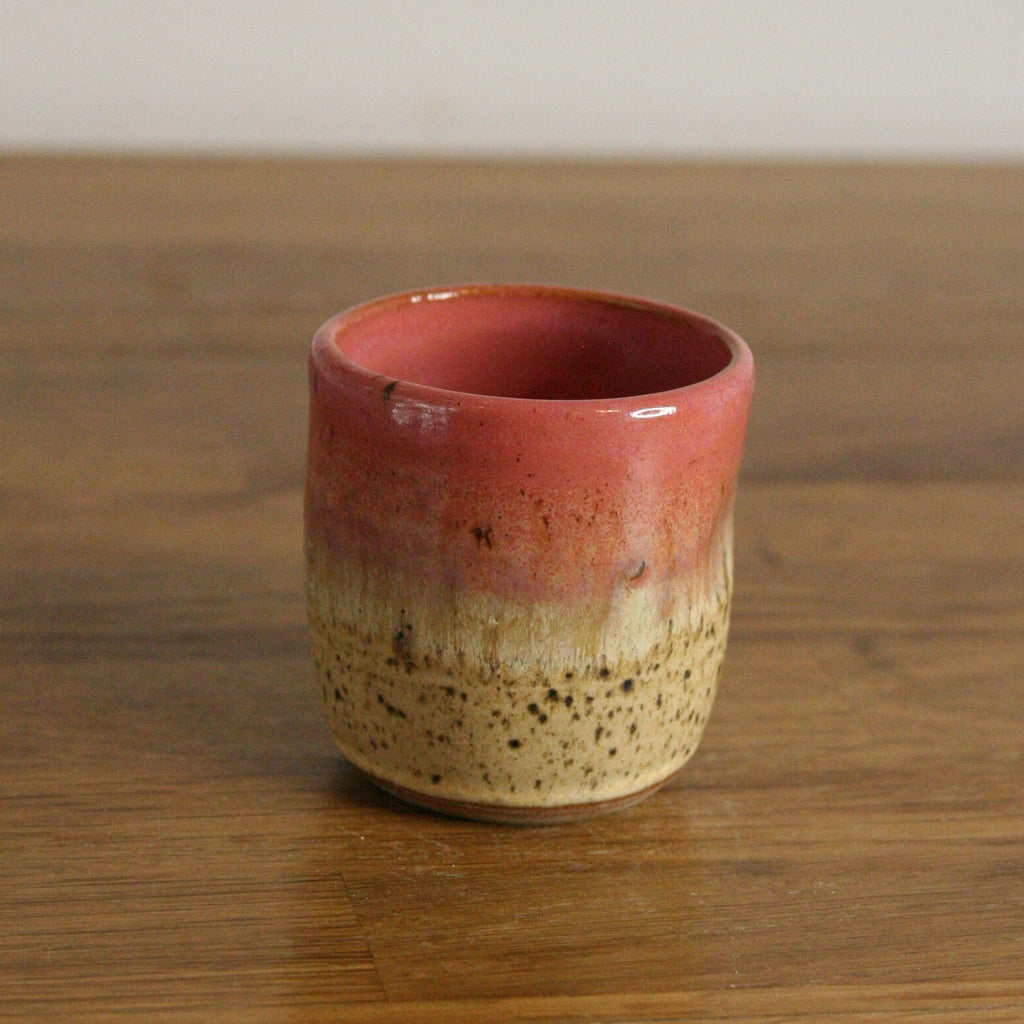 Handmade Pink Peony glaze espresso cup, thrown stoneware pottery by Emma Kathryn Pottery