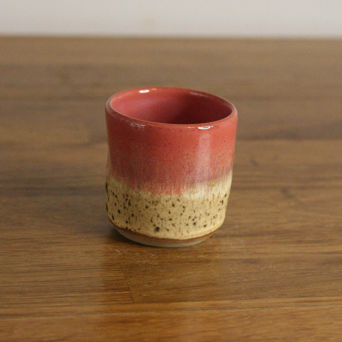 Handmade Pink Peony glaze espresso cup, thrown stoneware pottery by Emma Kathryn Pottery