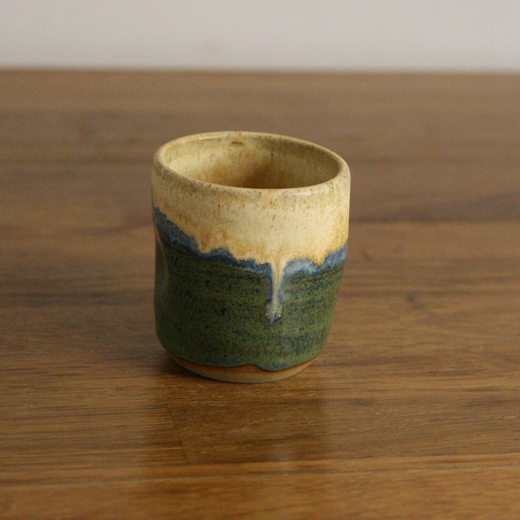 Handmade Rocky Hillside glaze espresso cup, thrown stoneware pottery by Emma Kathryn Pottery