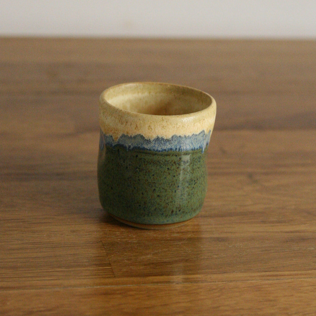 Handmade Rocky Hillside glaze espresso cup, thrown stoneware pottery by Emma Kathryn Pottery