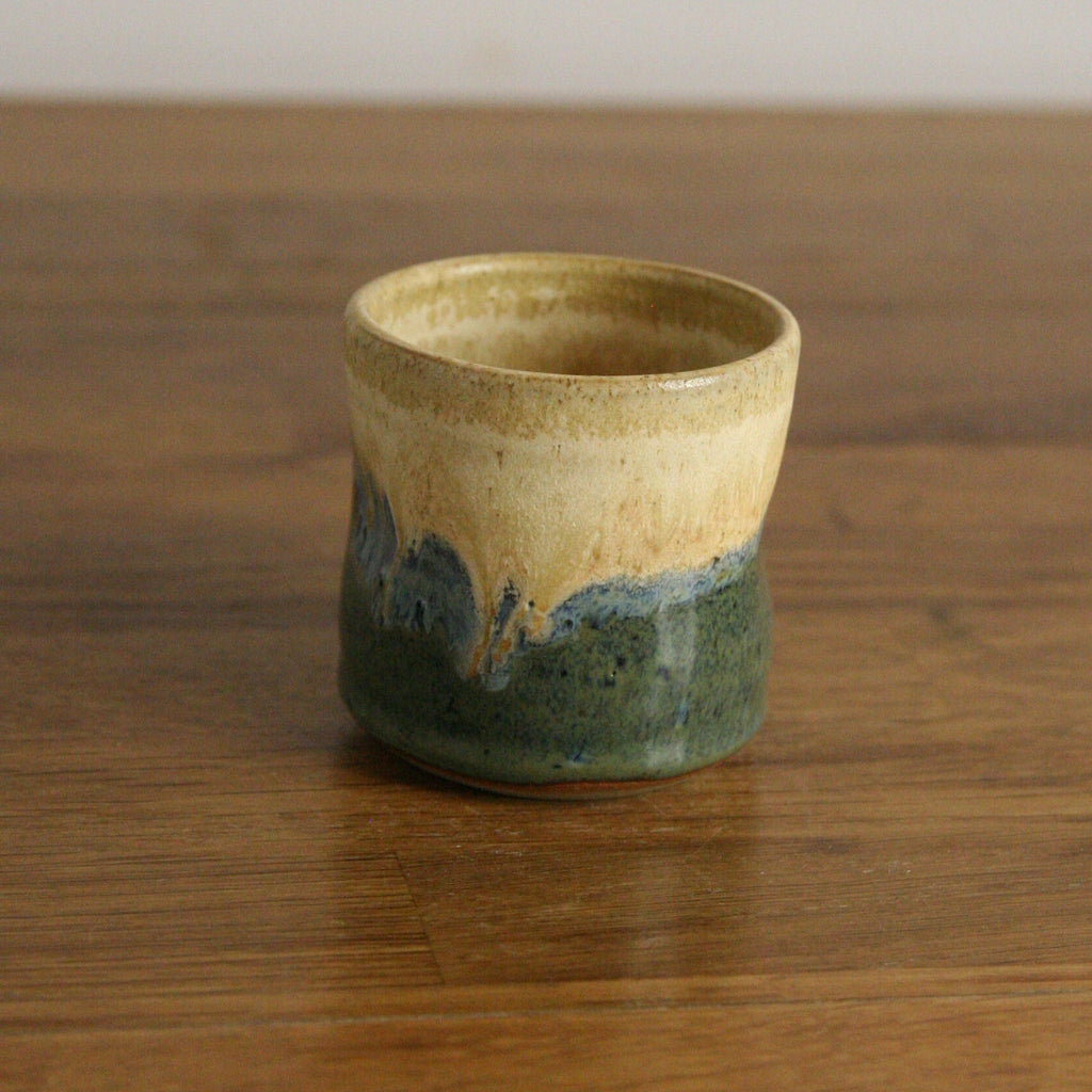 Handmade Rocky Hillside glaze espresso cup, thrown stoneware pottery by Emma Kathryn Pottery