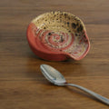Handmade Pink Peony glaze teaspoon rest, thrown stoneware pottery by Emma Kathryn Pottery