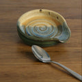 Handmade Rocky Hillside glaze teaspoon rest, thrown stoneware pottery by Emma Kathryn Pottery