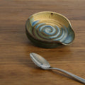 Handmade Rocky Hillside glaze teaspoon rest, thrown stoneware pottery by Emma Kathryn Pottery