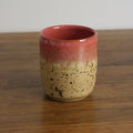 Handmade Pink Peony glaze thumb cup, thrown stoneware pottery by Emma Kathryn Pottery