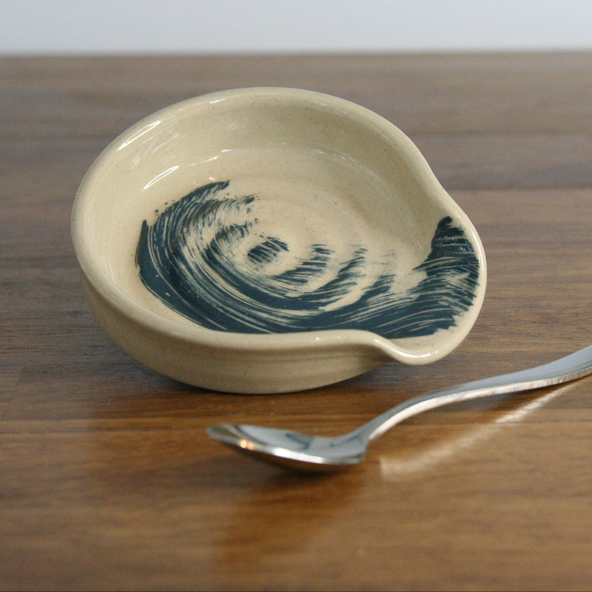 Handmade Makers Mark glaze teaspoon rest, thrown stoneware pottery by Emma Kathryn Pottery