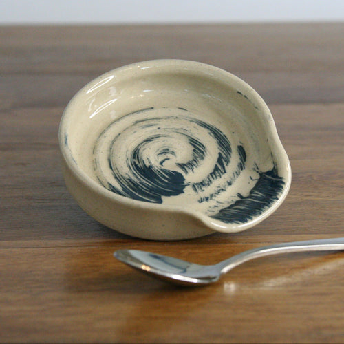 Handmade Makers Mark glaze teaspoon rest, thrown stoneware pottery by Emma Kathryn Pottery